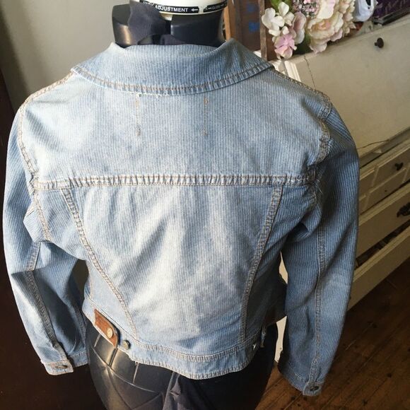 Pilcro and the Letterpress M blue striped cropped denim jacket - Picture 4 of 5